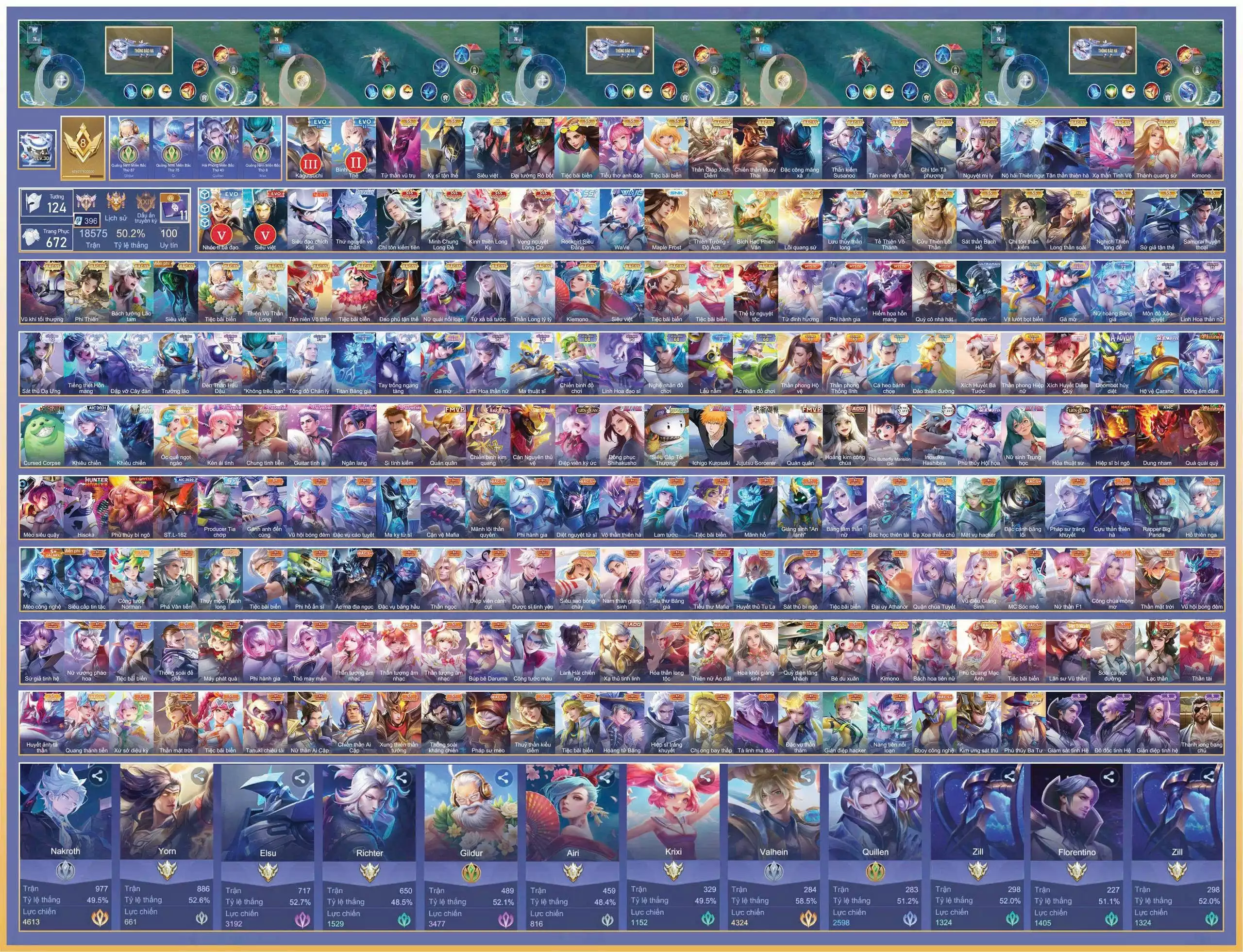 Ngộ EVO V, Hayate Kid, Nak Vệ Thần, Tulen Chí Tôn, Triệu Vân Minh Chung, Bjian Kình Thiên, Violet Vọng Nguyệt, Ryoma Maple, Nak Lôi, Biilow Thiên Tướng,...dàn ss xịn